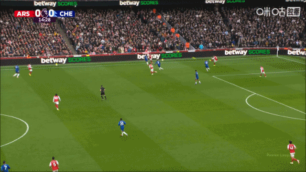 埃泽尝试中场吊射被桑切斯拿到，回放看门将拍球后出底线但没给角