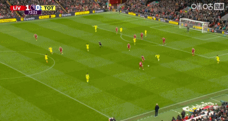 德勒古欣解围失误，萨拉赫射门稍微偏了