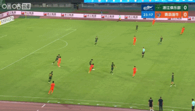 王钰栋传中，米特里策头球破门，浙江主场1-0领先海牛！