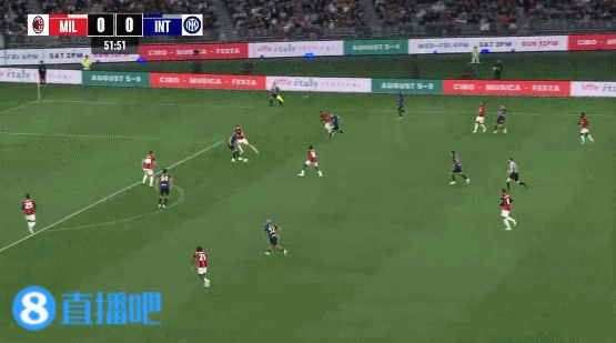 国米1-0领先米兰！巴雷拉横传 米兰防守漏人 迪马尔科前插破门