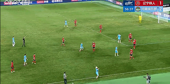 河南3-1领先辽宁铁人！古斯塔沃不停球抽射破门，本场梅开二度